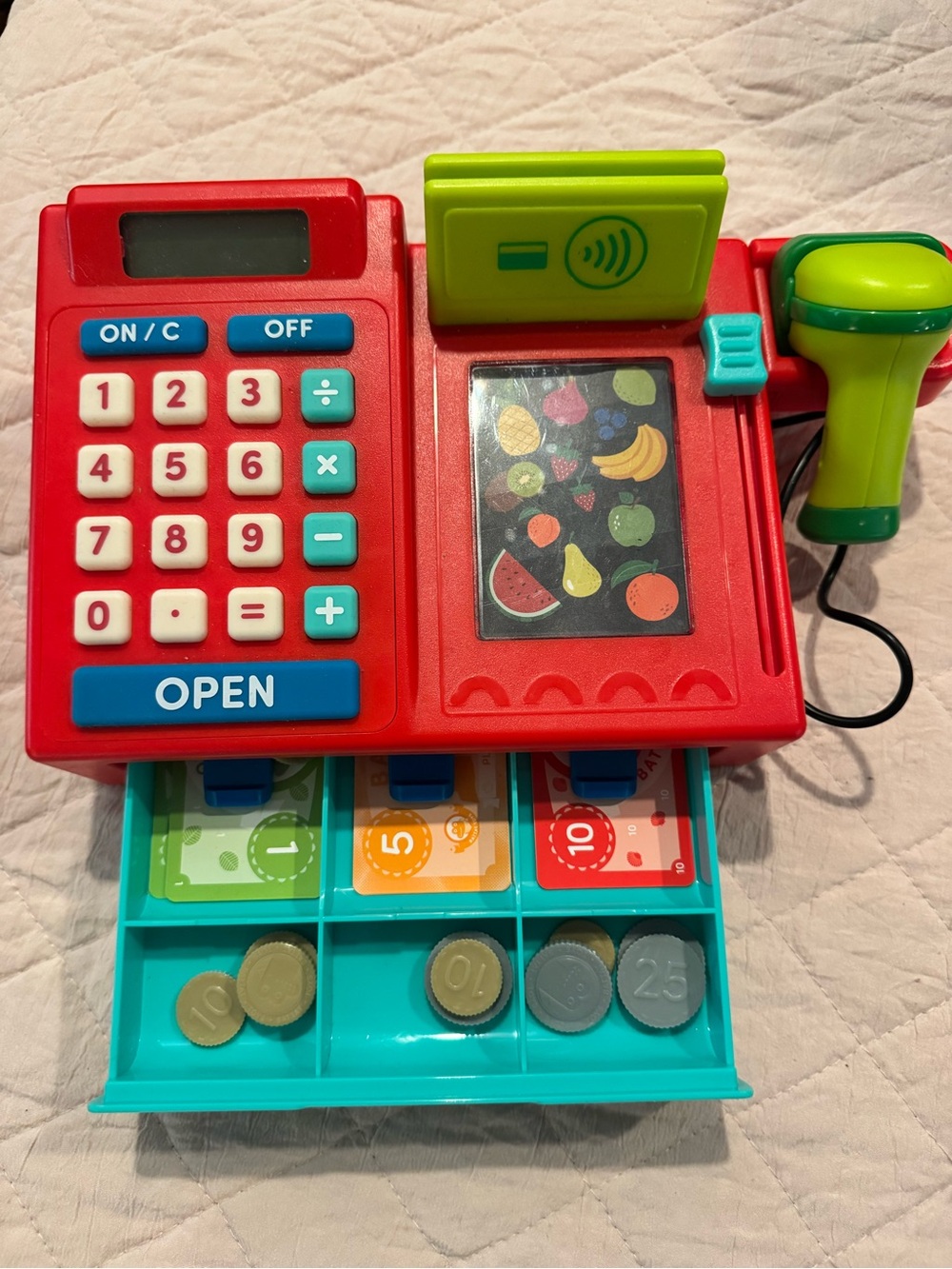 Kids Learning Toy Cash Register with Scanner - Red and Green